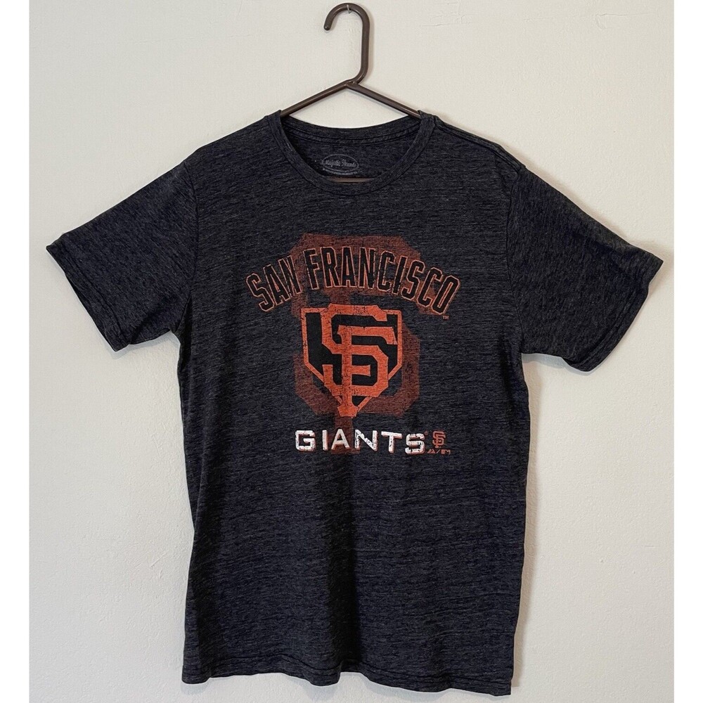 Majestic MLB San Francisco Giants Shirt 2XL Mens Plus Gray Orange‎ Heather Grey